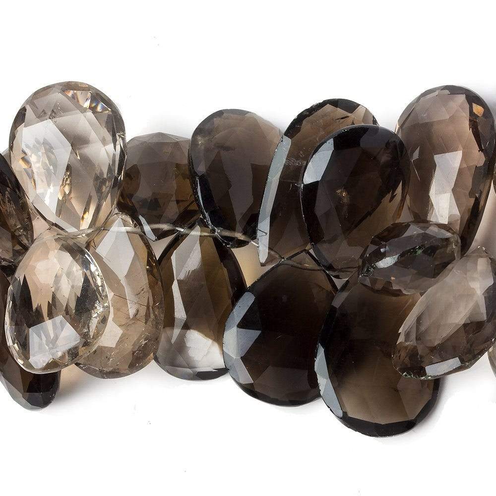 18x14-24x17mm Smoky Quartz faceted pear beads 8 inch 37 pieces A Grade - Beadsofcambay.com