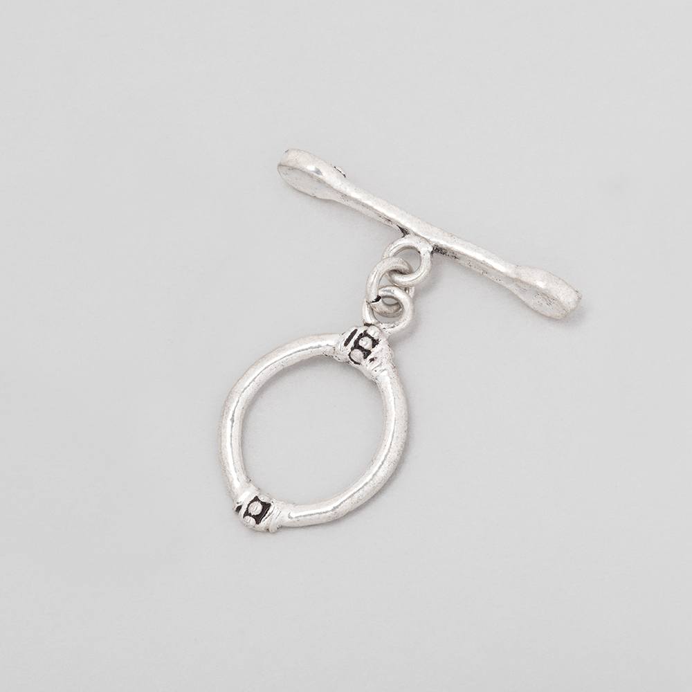 18x14mm Antiqued Sterling Silver Oval Toggle Art Deco Design 1 piece - Beadsofcambay.com