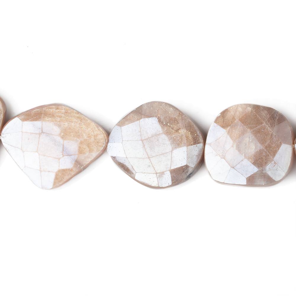 18x19-25x17mm Mystic Peach Moonstone Faceted Flat Nuggets 13.5 inch 15 beads - Beadsofcambay.com