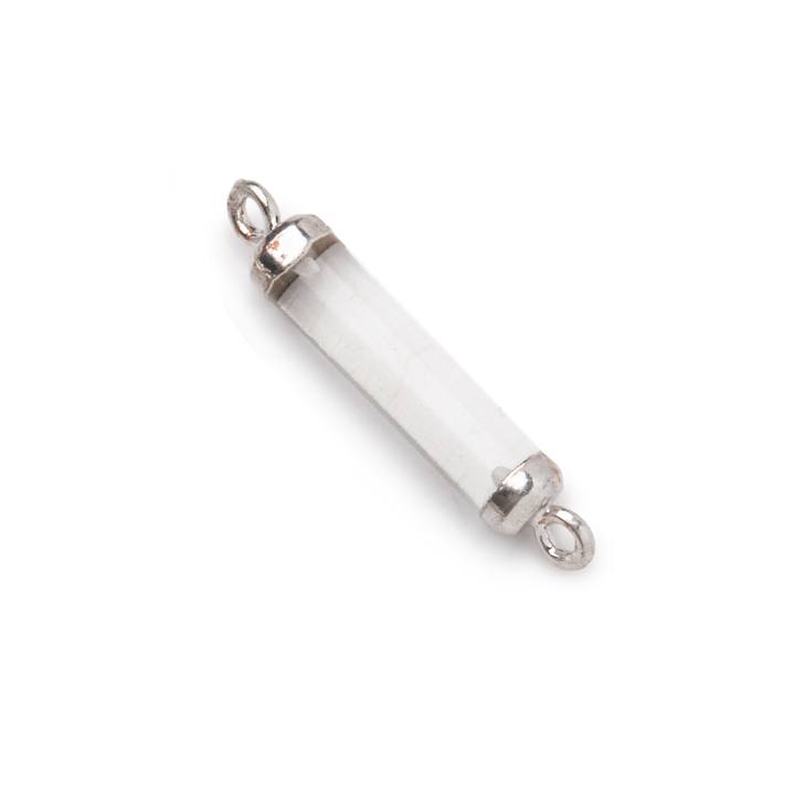 18x4mm Silver Leafed Crystal Quartz Tube Focal Connector 1 piece - Beadsofcambay.com