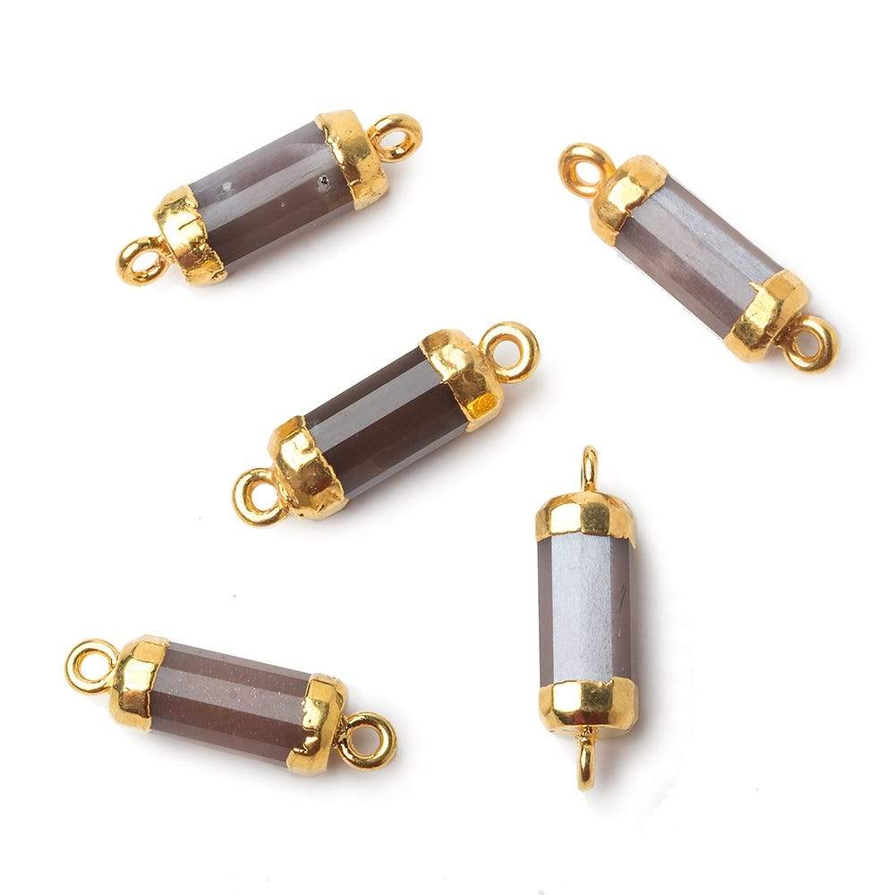 18x8mm Gold Leafed Chocolate Moonstone faceted barrel tube Connector 1 piece - Beadsofcambay.com