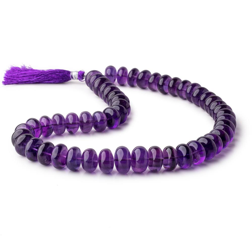 12-15mm Amethyst plain rondelle beads 16 inch 52 pieces - BeadsofCambay.com