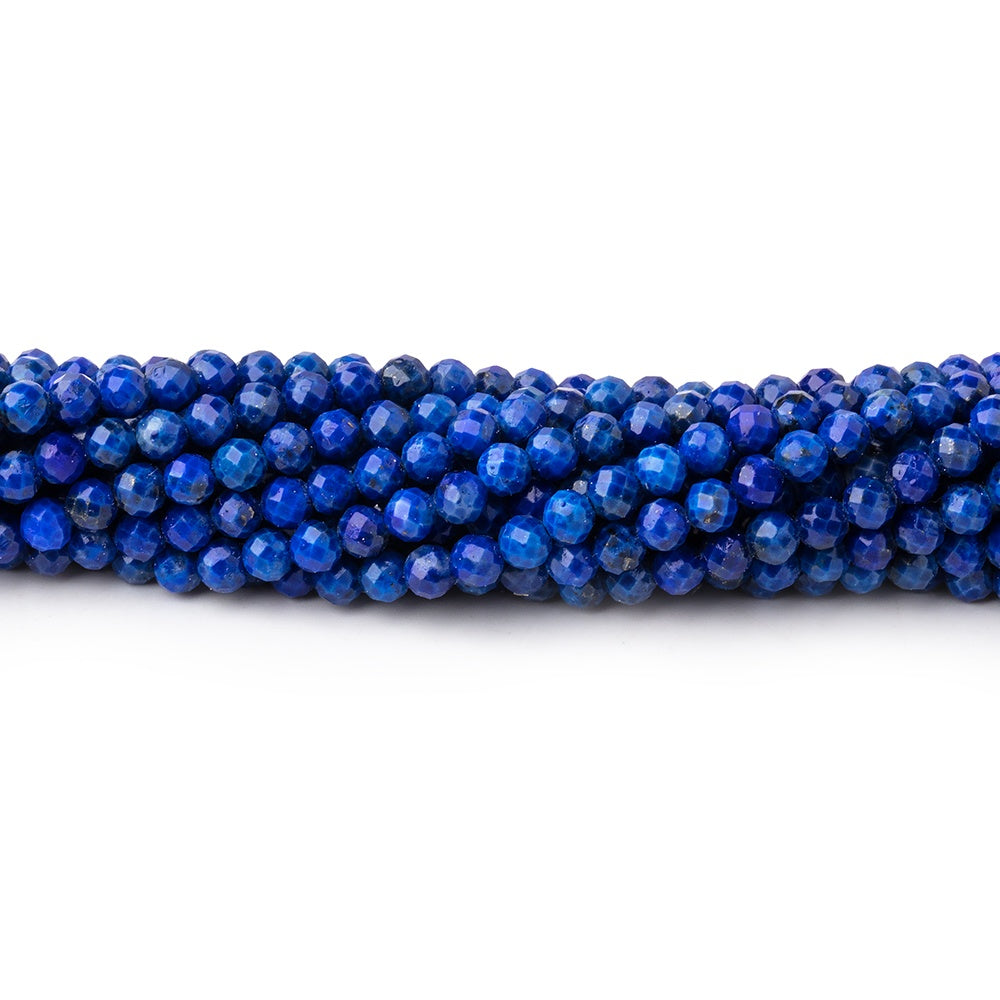 3mm Lapis Lazuli micro faceted round beads 13 inch 110 pieces - BeadsoCambay.com