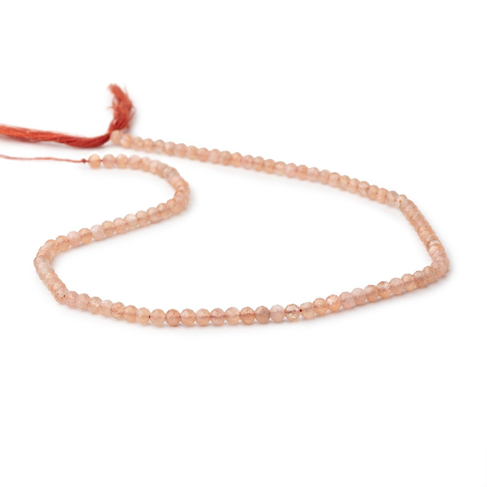 3.5mm Sunstone & Peach Moonstone microfaceted round beads 13 inch 100 pcs - BeadsofCambay.com