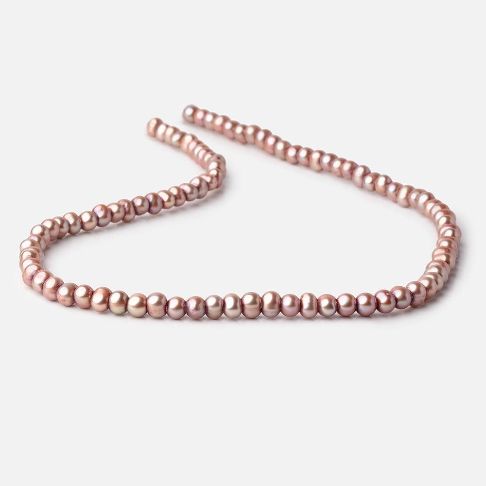 5-6mm Tea Rose Off Round 2.5mm Large Hole Pearls 95 Beads - BeadsofCambay.com