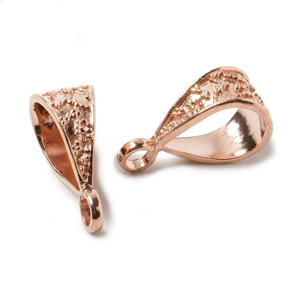 19.5x9mm Rose Gold plated Copper Bail Miligrain Vine Design 1 pcs - Beadsofcambay.com