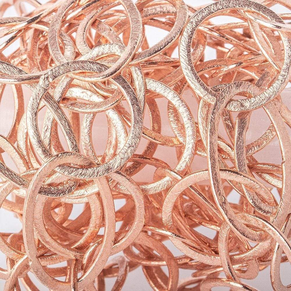 19mm & 27x16mm Rose Gold plated Brushed Round & Marquise Link Chain by the foot - Beadsofcambay.com