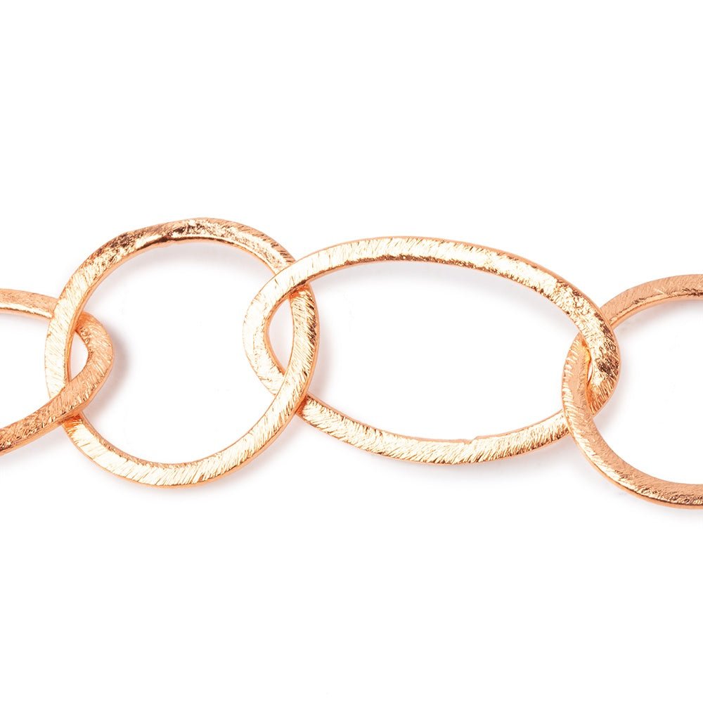 19mm and 27x16mm Copper Brushed Round and Marquise Link Chain - Beadsofcambay.com