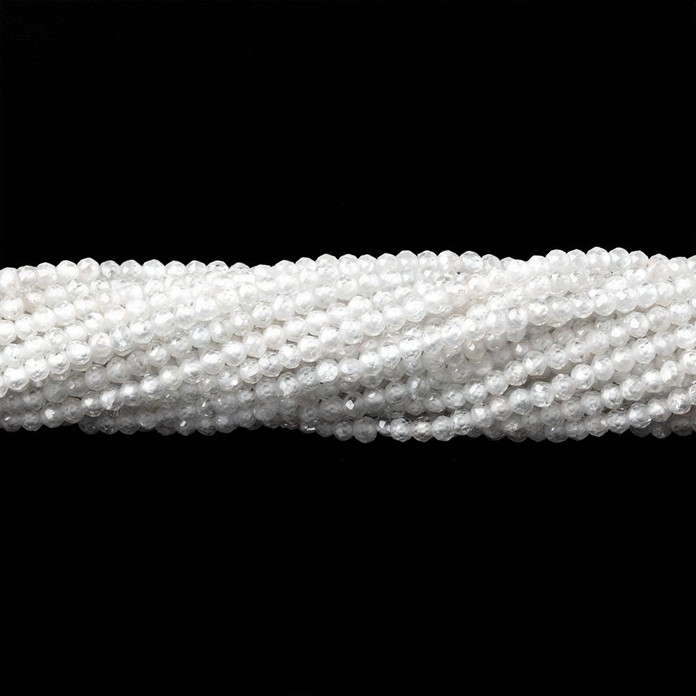 1.9mm White Zircon Micro Faceted Rondelles 12.5 inch 196 beads - Beadsofcambay.com