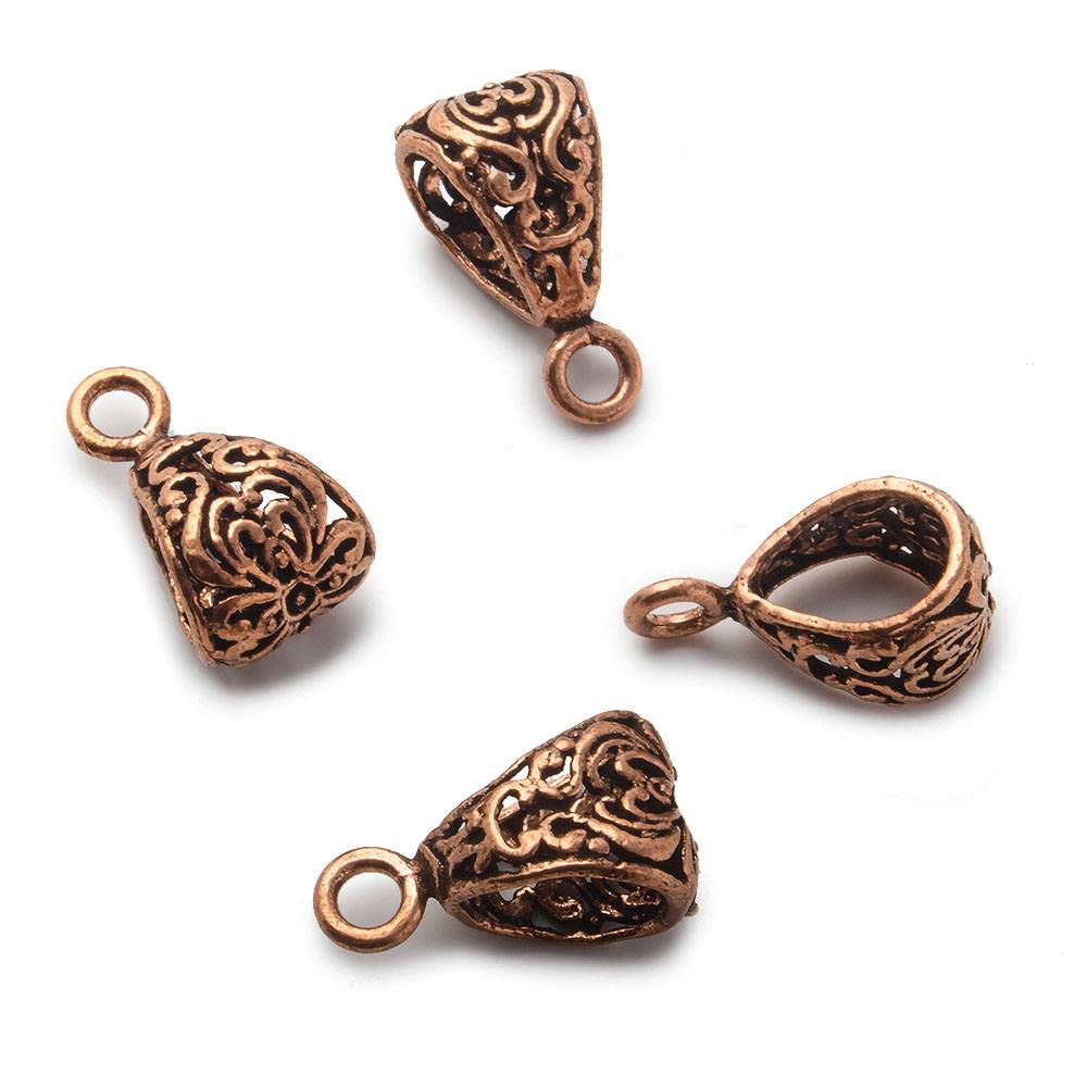 19x10mm Copper Bail with Victorian Floral Set of 4 - Beadsofcambay.com