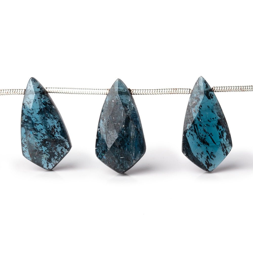 19x10mm Teal Moss Kyanite Faceted Shield Beads 6.5 inch 12 pieces - Beadsofcambay.com