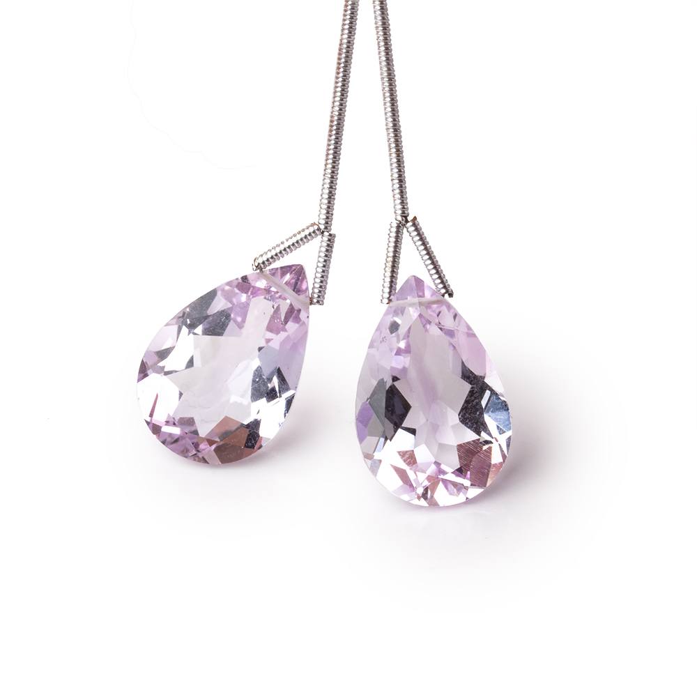 19x11mm Pink Amethyst Pavilion Faceted Pear Focal Set of 2 Beads AAA - Beadsofcambay.com
