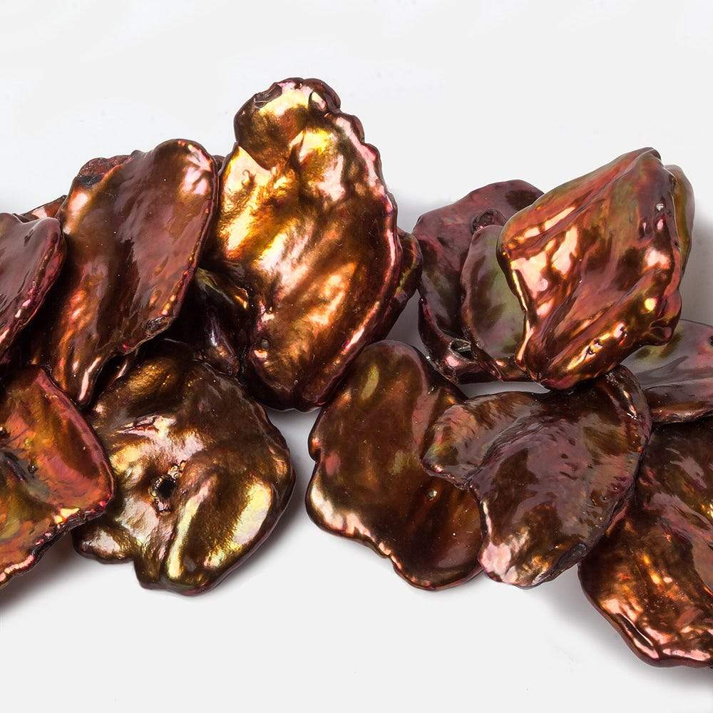 19x17-26x20mm Copper Ultra Keshi Top Drilled Freshwater Pearls 7 inch 27 pcs - Beadsofcambay.com