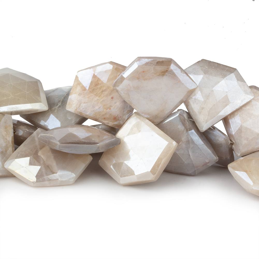 19x23-22x26mm Mystic Off White Moonstone Faceted Pentagonals 8 inch 32 beads - Beadsofcambay.com