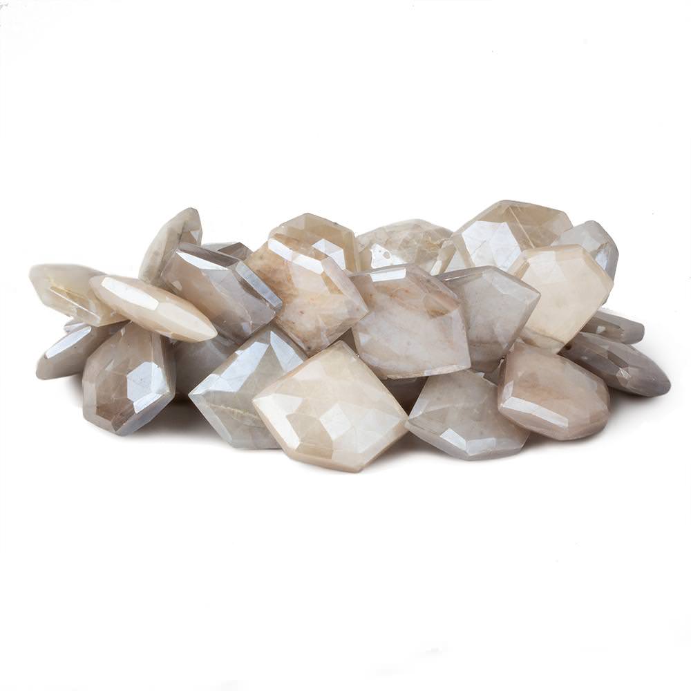 19x23-22x26mm Mystic Off White Moonstone Faceted Pentagonals 8 inch 32 beads - Beadsofcambay.com