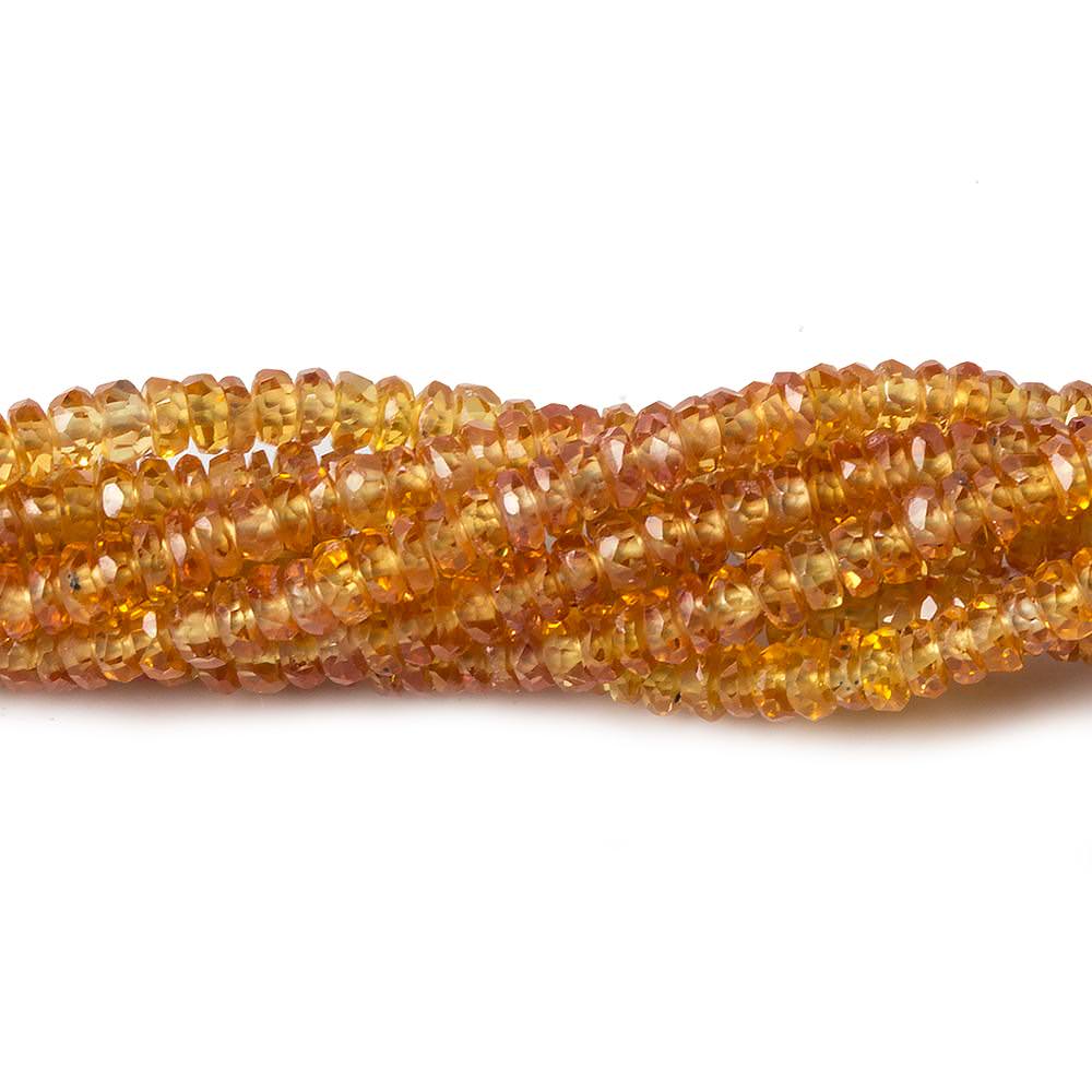2-3mm Orange Songea Sapphire Faceted Rondelle Beads 16 inch 302 pieces - Beadsofcambay.com