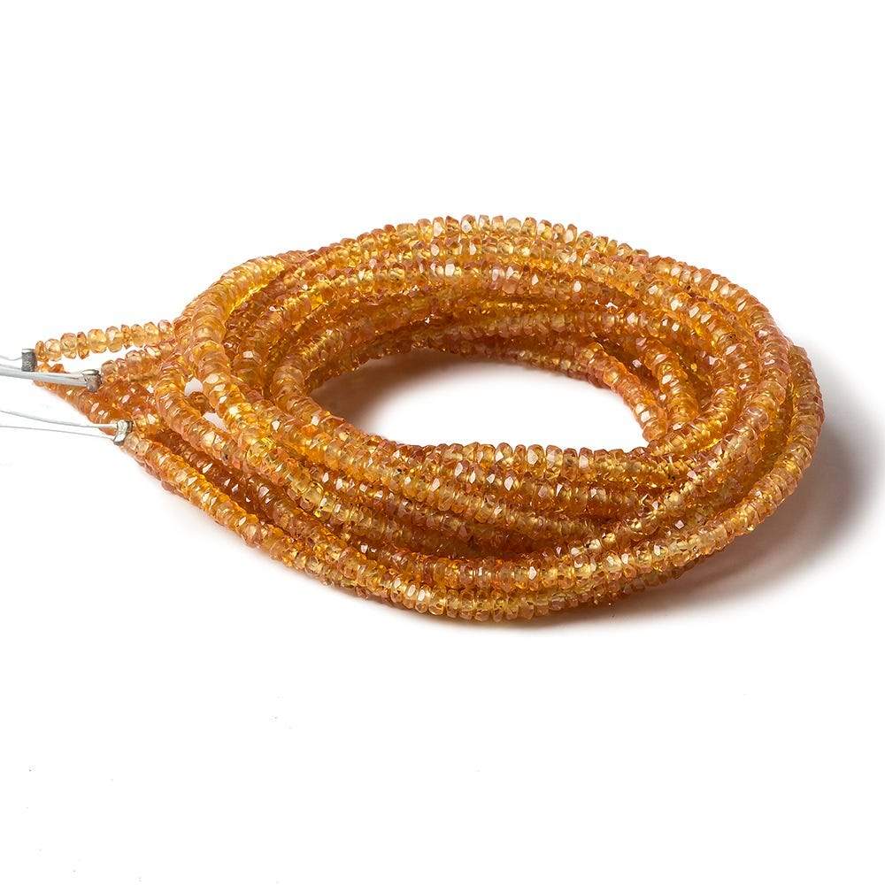 2-3mm Orange Songea Sapphire Faceted Rondelle Beads 16 inch 302 pieces - Beadsofcambay.com