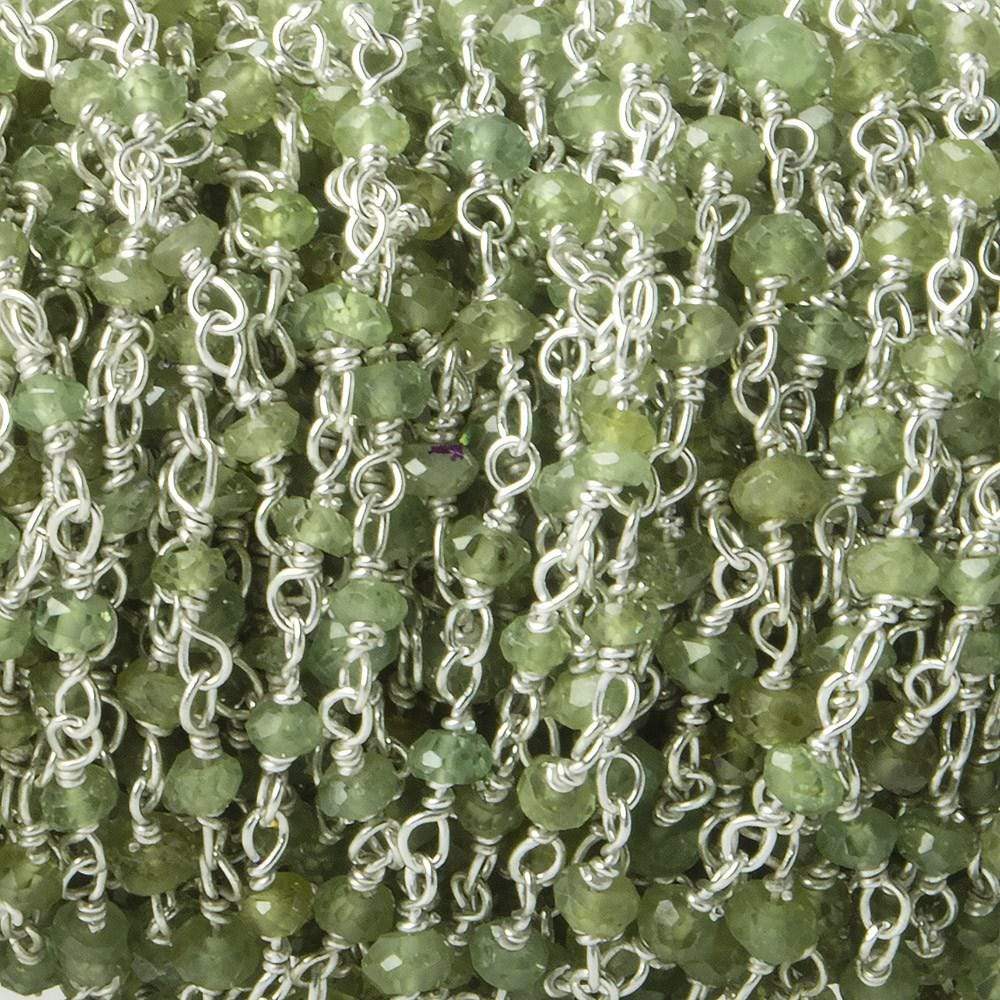 2-3mm Tsavorite Garnet Faceted Rondelle with Sterling Silver Chain by foot 43 pieces - Beadsofcambay.com
