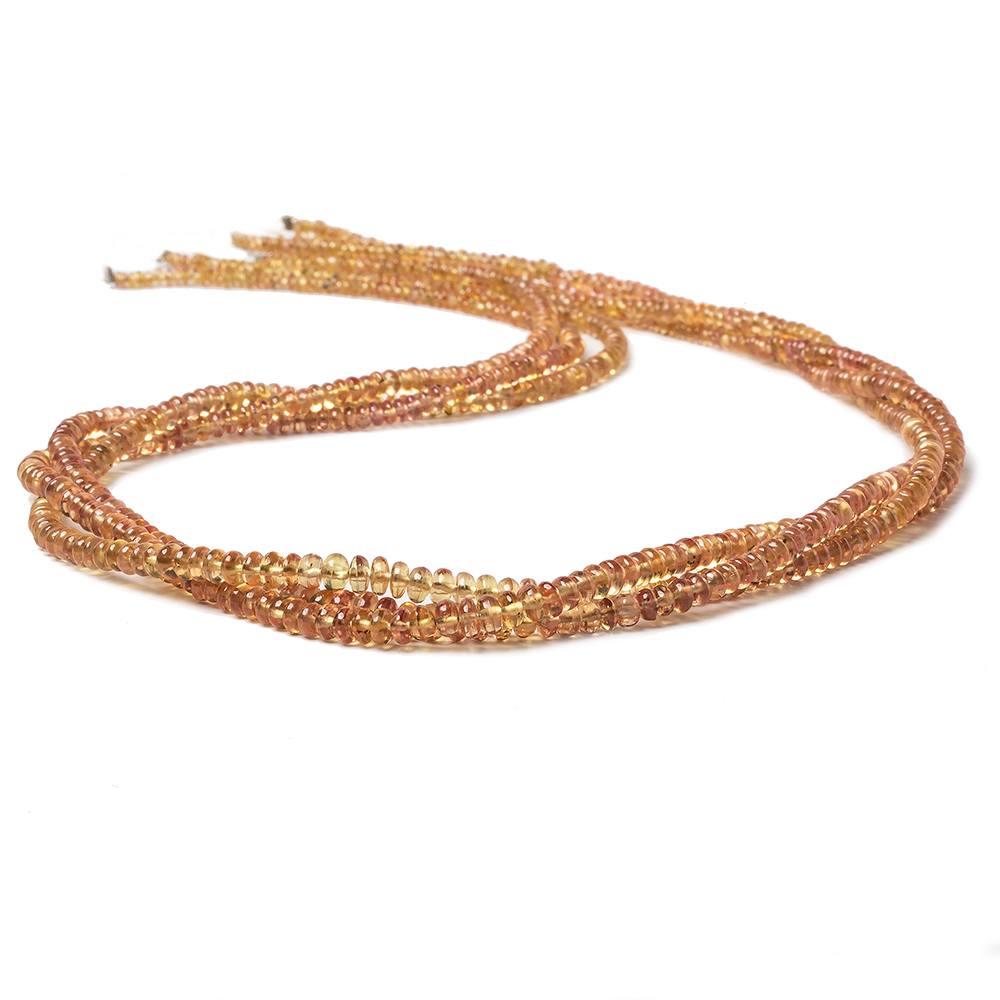 2-4mm Orange Yellow Fancy Sapphire plain rondelles 19 inch 302 beads AA - Beadsofcambay.com