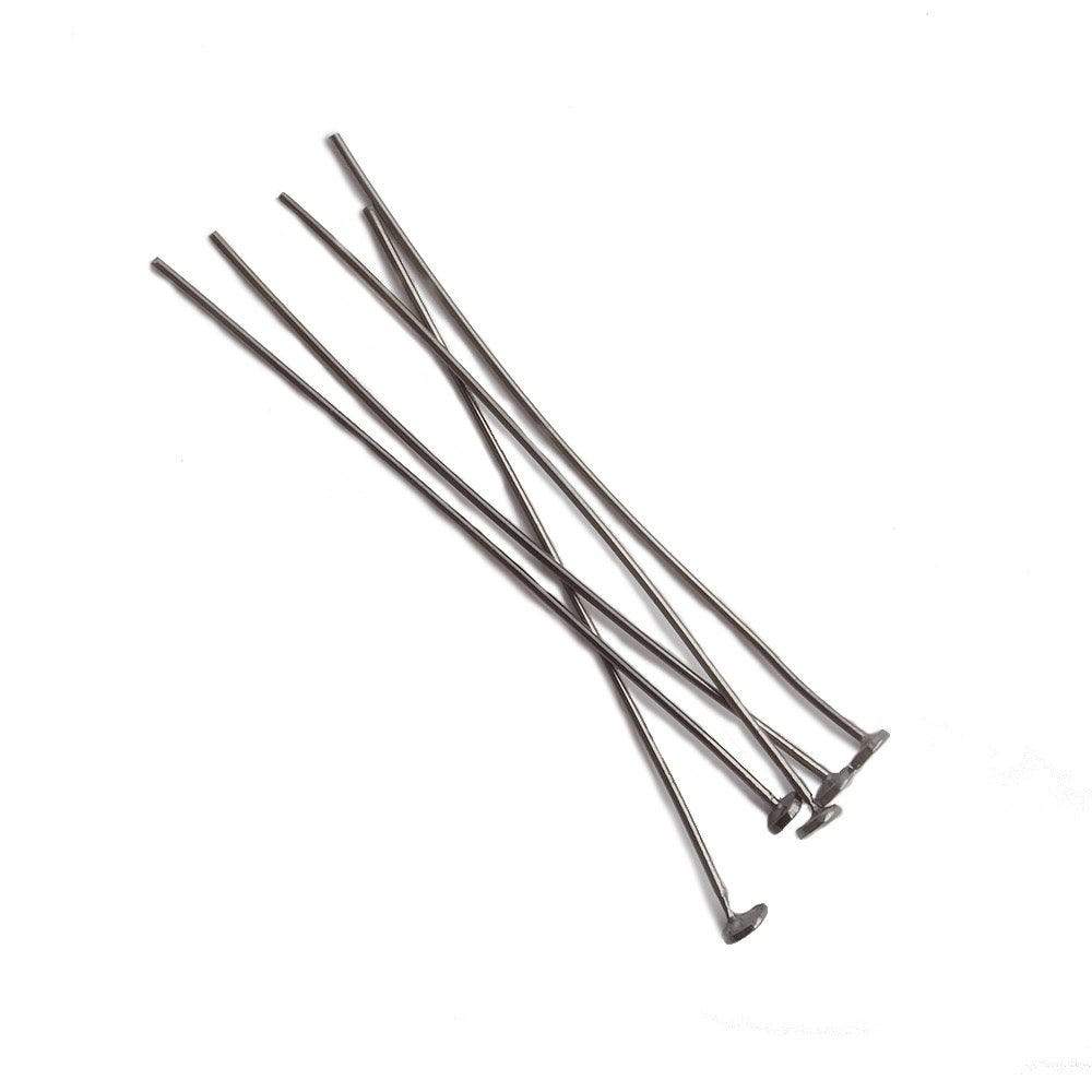 2" length Disc Headpin Black Gold plated .925 Silver, 22 Gauge Wire, 10 pieces per Bag - Beadsofcambay.com