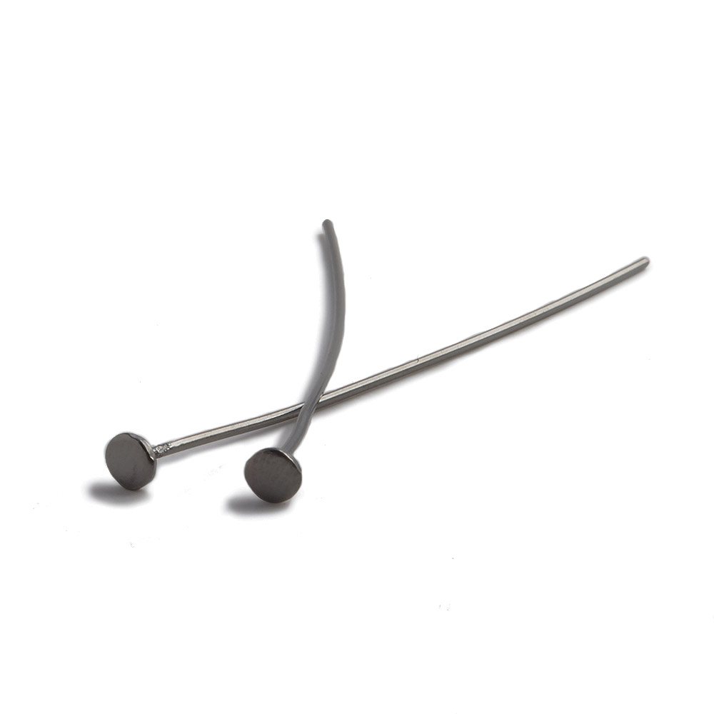 2" length Disc Headpin Black Gold plated .925 Silver, 22 Gauge Wire, 10 pieces per Bag - Beadsofcambay.com