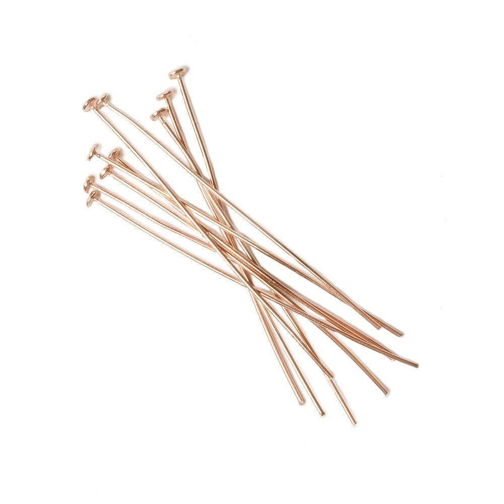 2" length Rose Gold Disc Headpin 22 Gauge Wire 10 pieces per Bag - Beadsofcambay.com