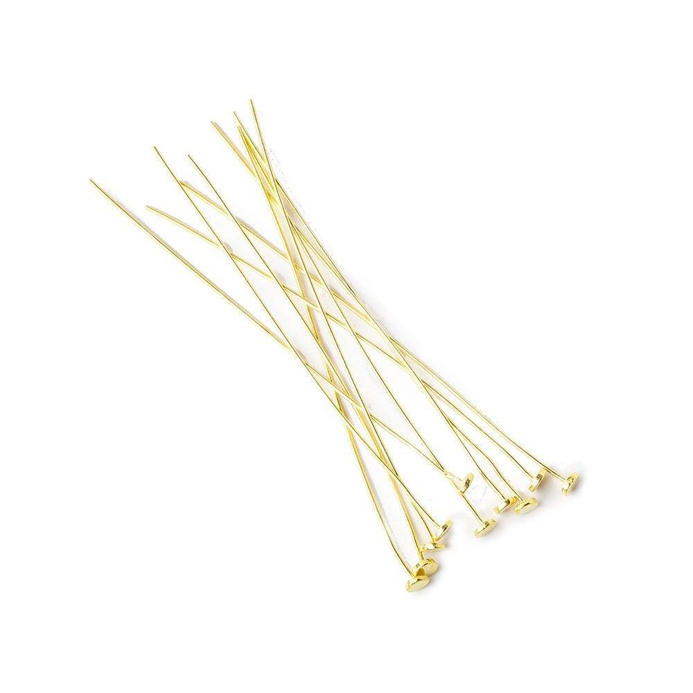 2" length Vermeil Disc Headpin, 26 Gauge Wire, 10 pieces per Bag - Beadsofcambay.com