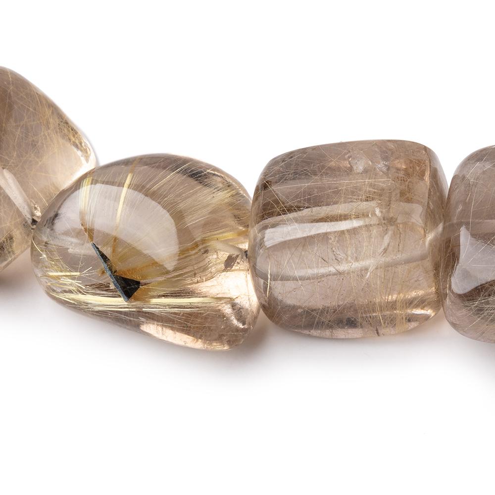 20-27mm Rutilated Quartz plain nugget beads 16 inch 18 pieces AA - Beadsofcambay.com