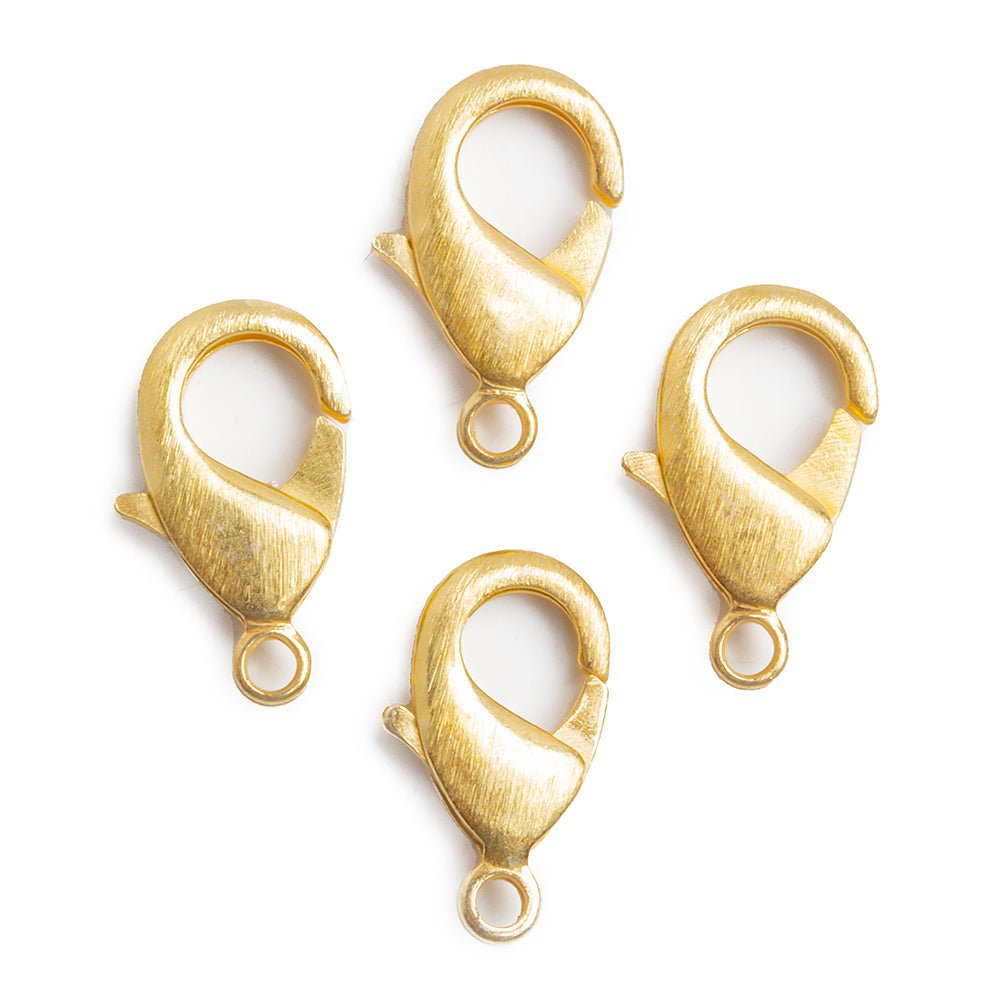20mm 22kt Gold plated Brushed Lobster Clasp Set of 4 - Beadsofcambay.com