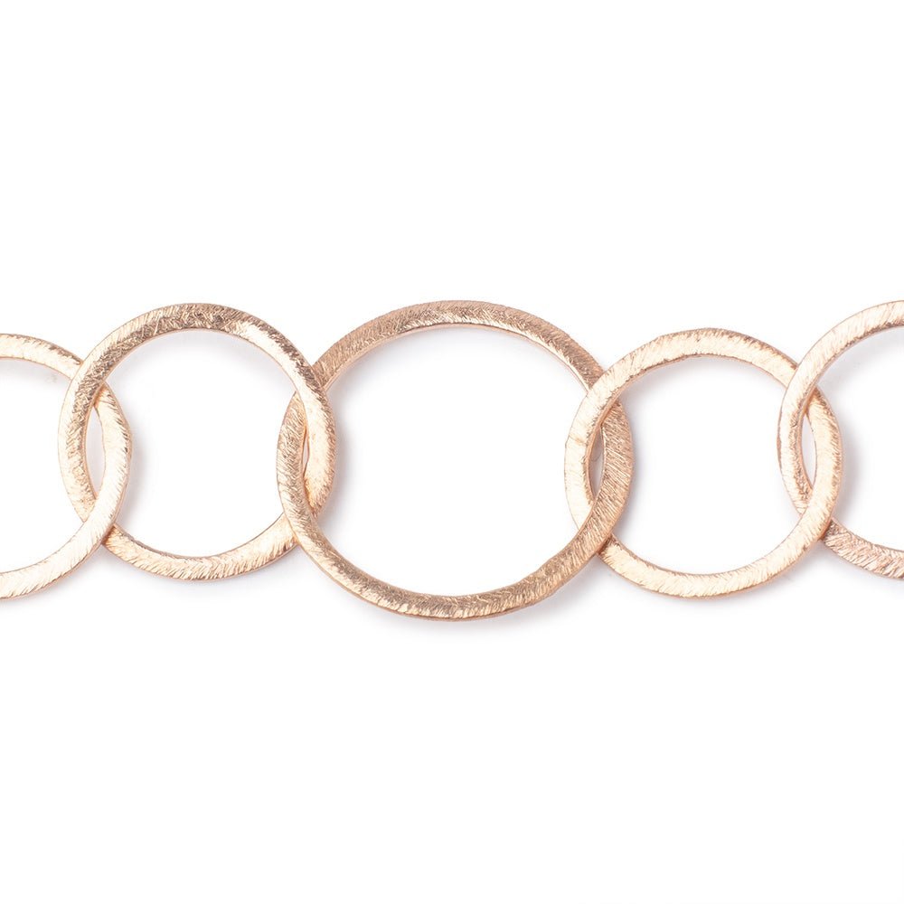 20mm and 26mm Rose Gold plated Brushed Round Link Chain - Beadsofcambay.com