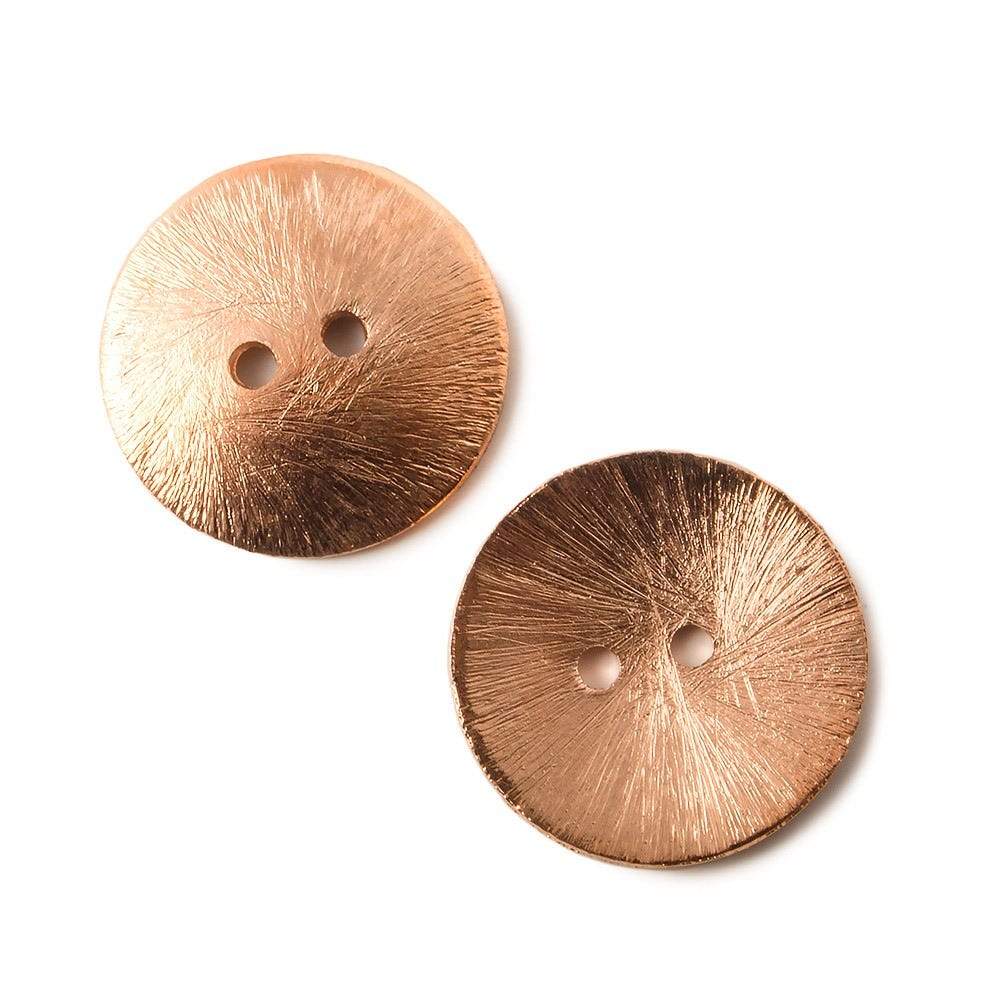 20mm Copper Button Brushed Disc, 6 Pcs - Beadsofcambay.com