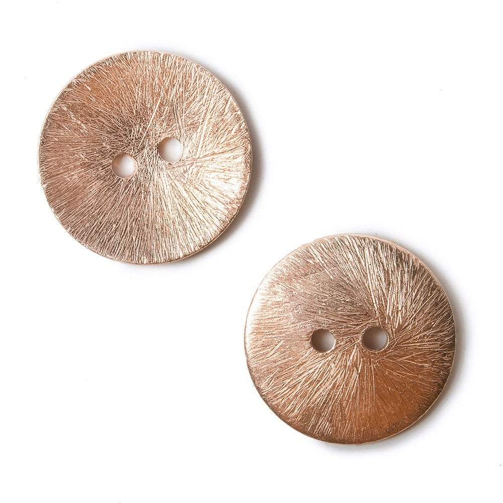 20mm Rose Gold Round Button Brushed 6 Pcs - Beadsofcambay.com