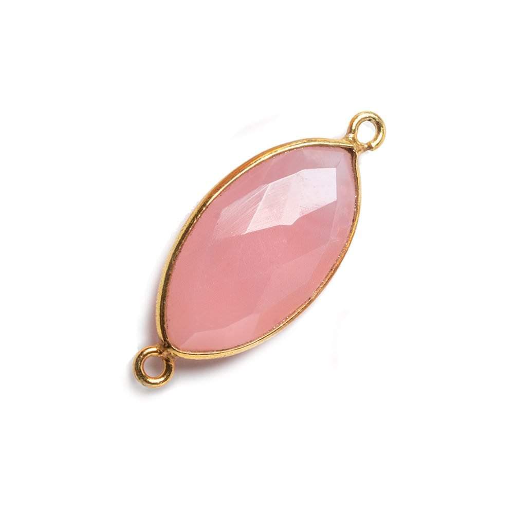 20x11mm Vermeil Bezel Petal Pink Chalcedony Marquise Connector 1 piece - Beadsofcambay.com