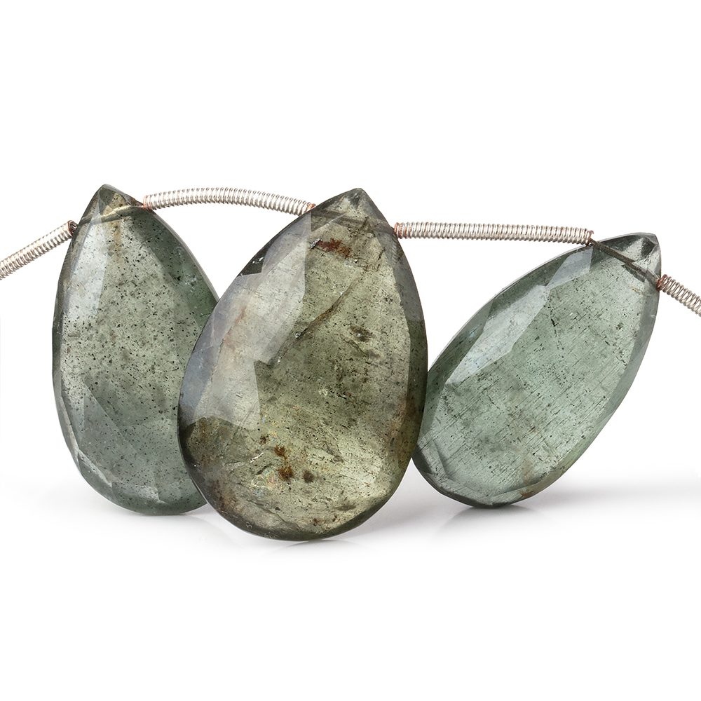 20x12-28x19mm Moss Aquamarine Faceted Pear Beads 8 inch 11 pieces AA - Beadsofcambay.com