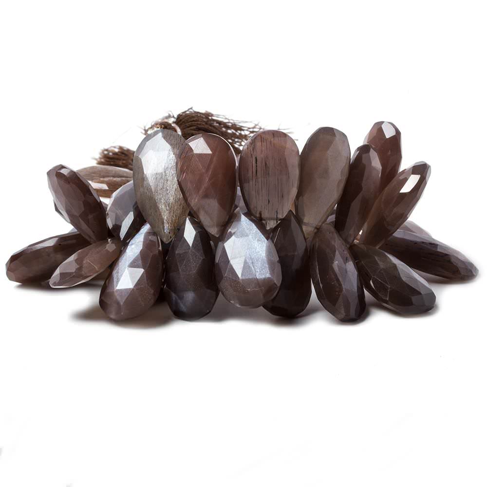 20x12-29x12mm Chocolate Moonstone faceted pear beads 7.5 inch 38 pcs - Beadsofcambay.com