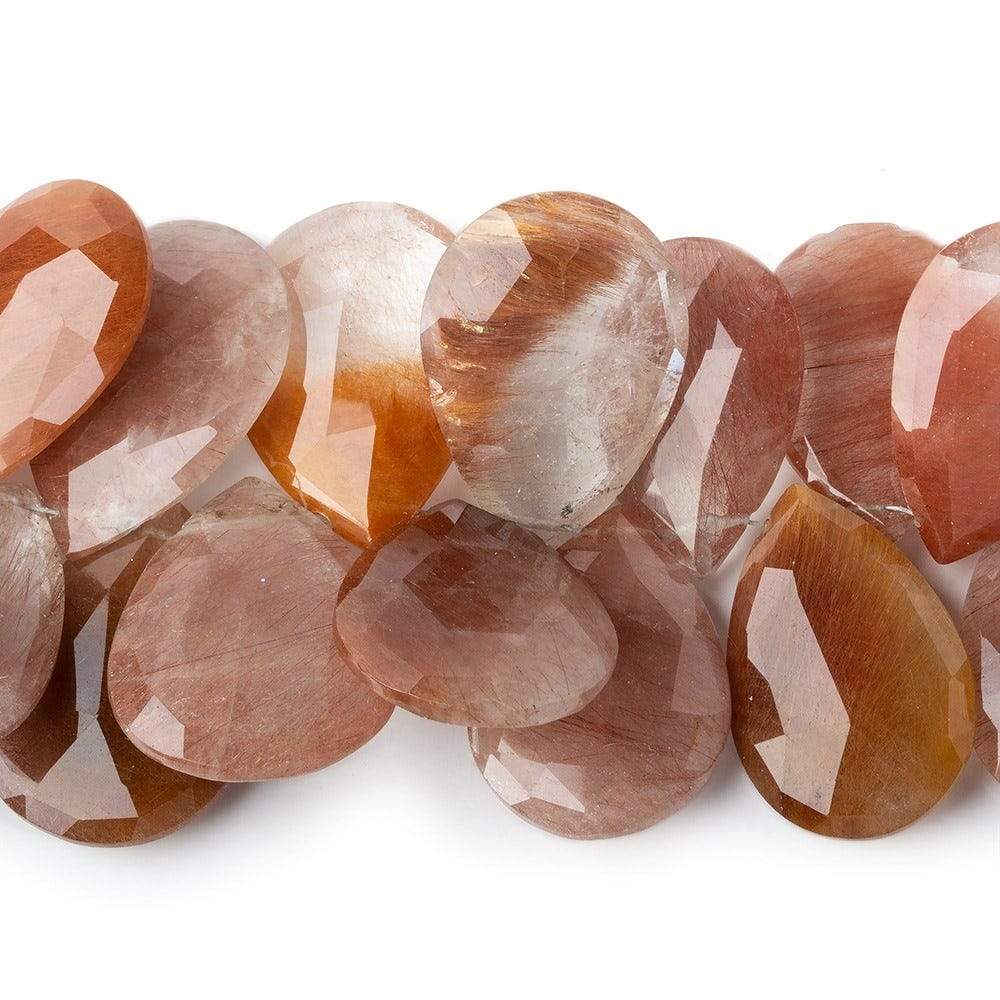 20x13mm - 28x20mm Rutilated Quartz Faceted Pear Briolettes 7.5 inch 27 beads - Beadsofcambay.com
