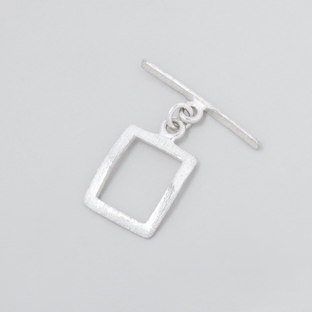 16x13mm Sterling Silver Brushed Curved Rectangular Toggle 1 piece - Beadsofcambay.com