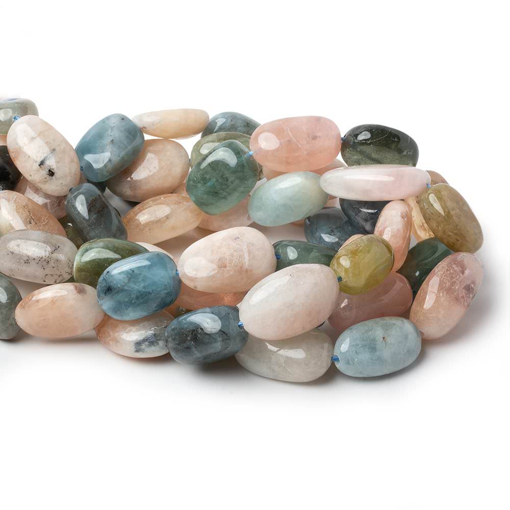 20x14 - 23x14mm Multi Beryl straight drilled plain nuggets 16 inch 17 beads - Beadsofcambay.com