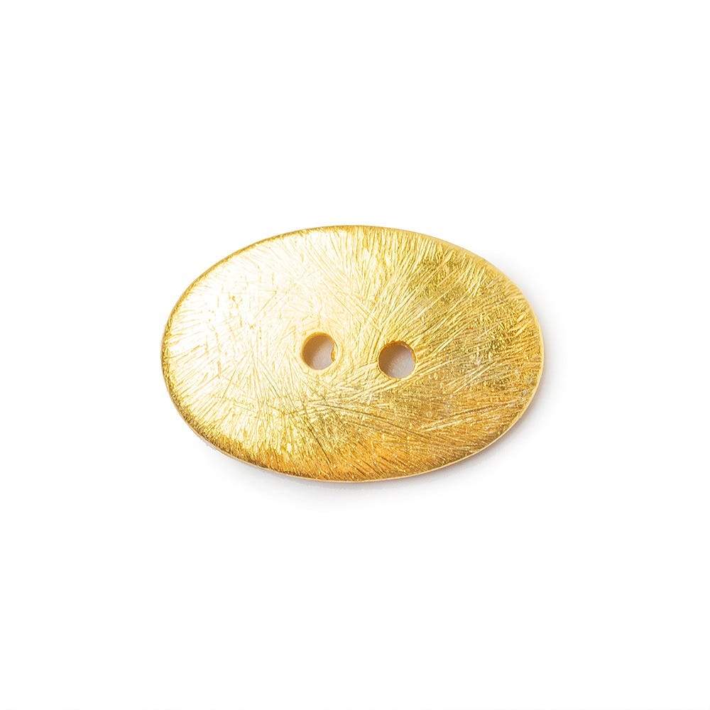 20x14mm 22kt Gold plated Oval Button Brushed 6 pieces - Beadsofcambay.com