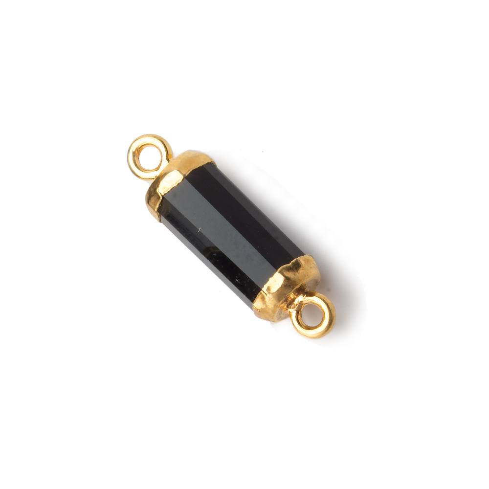 20x5mm Gold Leafed Black Spinel faceted barrel tube Connector 1 piece - Beadsofcambay.com