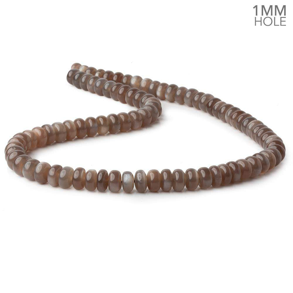 8mm Chocolate Moonstone plain rondelle beads 16 inch 84 pieces 1mm hole AA - BeadsofCambay.com