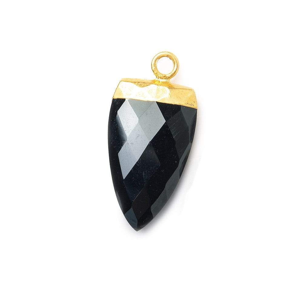 21x10mm Gold Leafed Black Chalcedony faceted Point Pendant 1 piece - Beadsofcambay.com