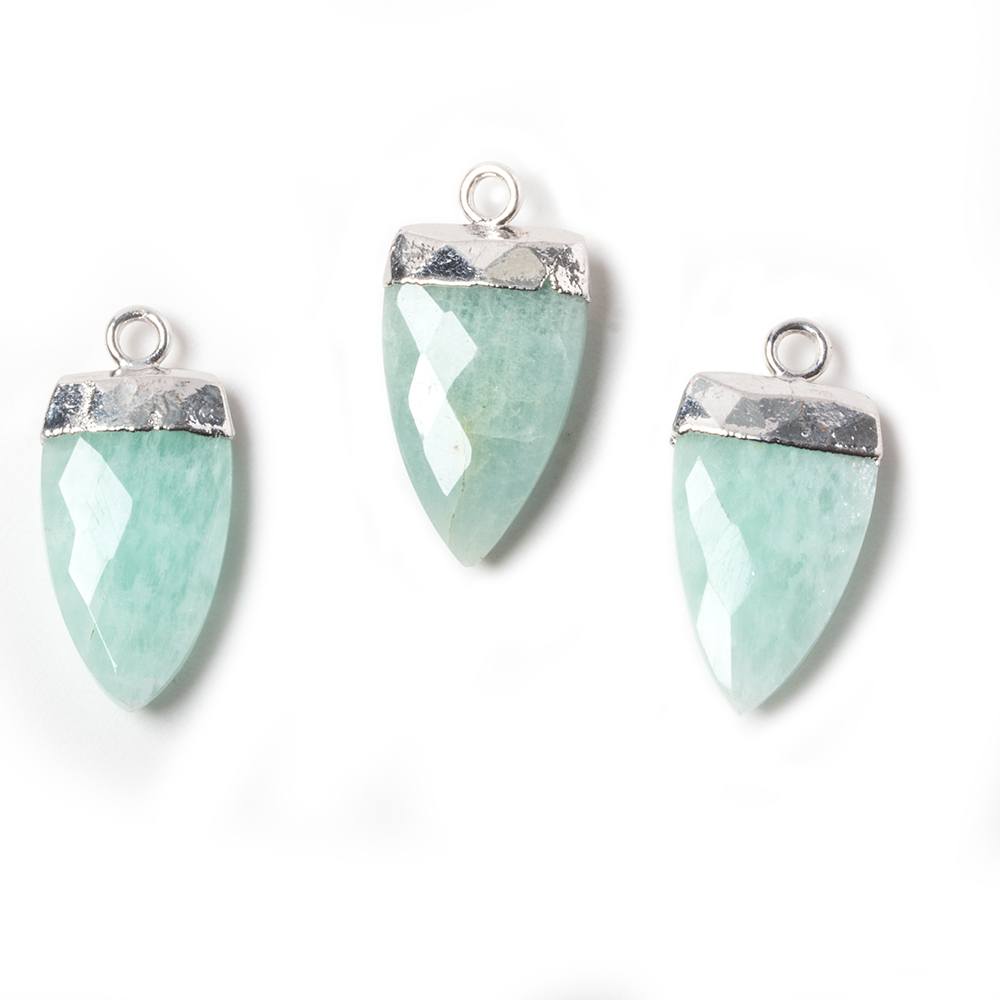 21x10mm Silver Leafed Amazonite faceted Point Pendant 1 piece - Beadsofcambay.com