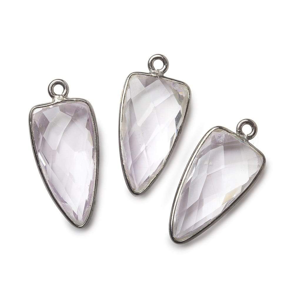 21x11mm Black Gold Bezel Pink Amethyst faceted point 1 focal bead - Beadsofcambay.com