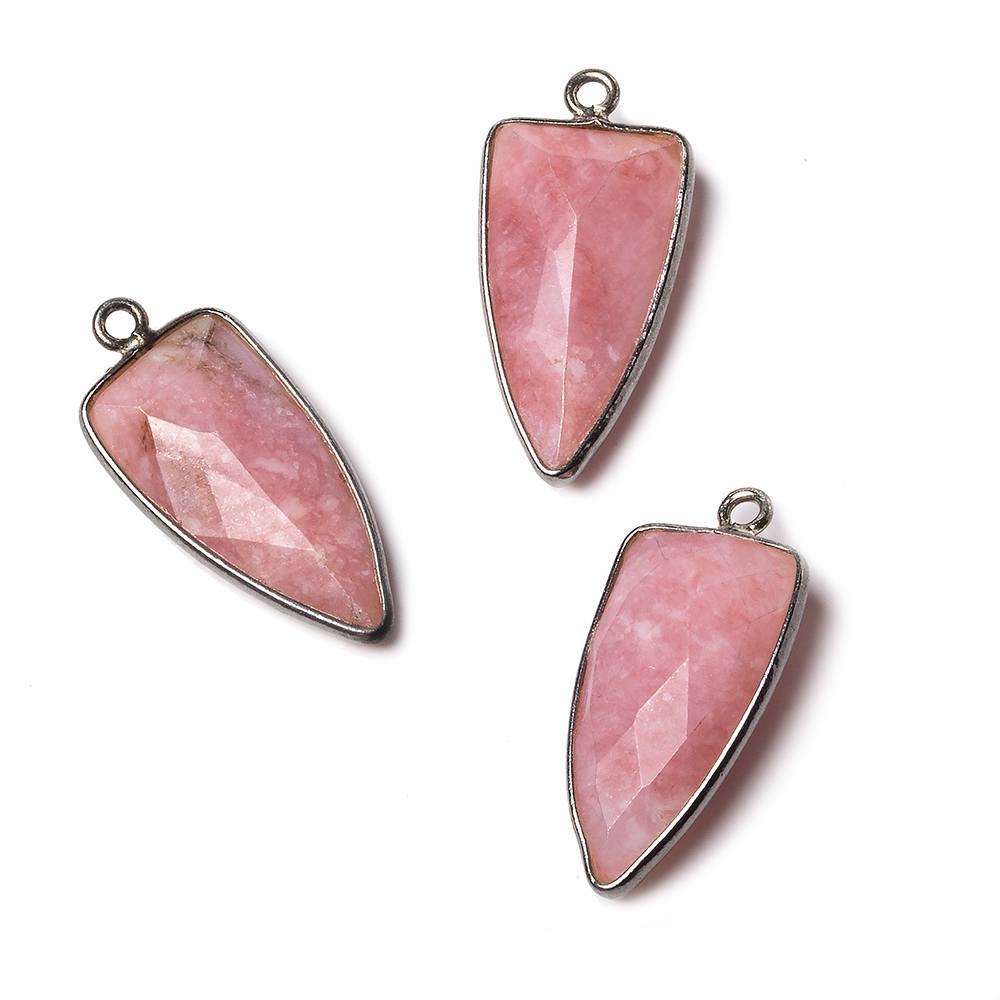 21x11mm Black Gold Bezel Pink Peruvian Opal faceted point 1 focal bead - Beadsofcambay.com