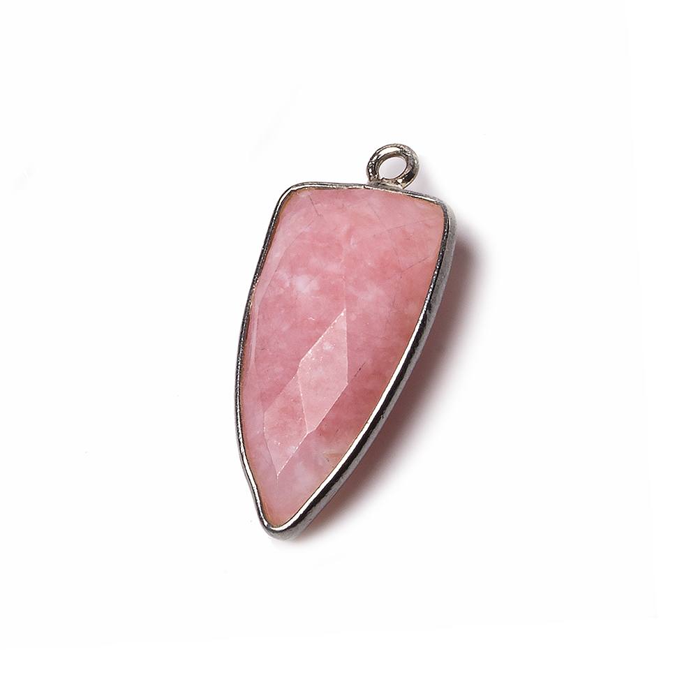 21x11mm Black Gold Bezel Pink Peruvian Opal faceted point 1 focal bead - Beadsofcambay.com