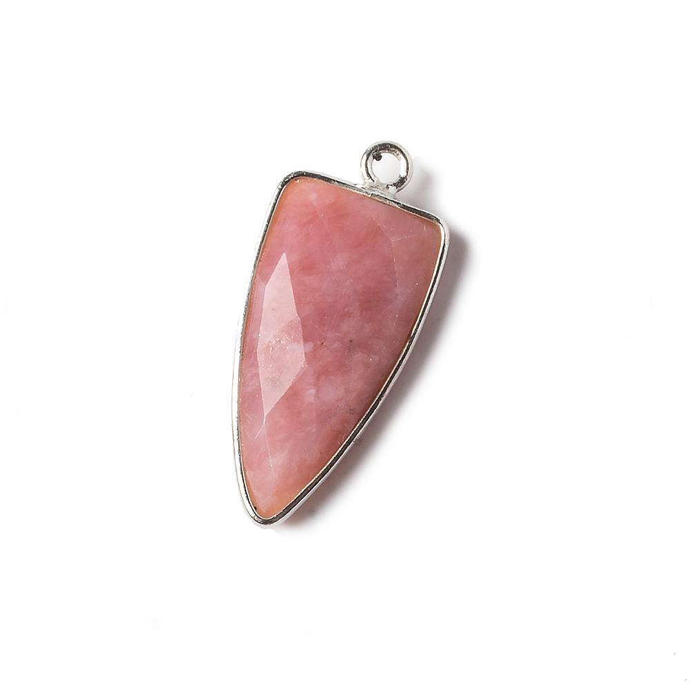 21x11mm Silver Bezel Pink Peruvian Opal faceted point 1 focal bead - Beadsofcambay.com