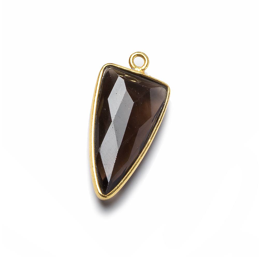21x11mm Vermeil Bezel Smoky Quartz faceted point 1 focal bead - Beadsofcambay.com