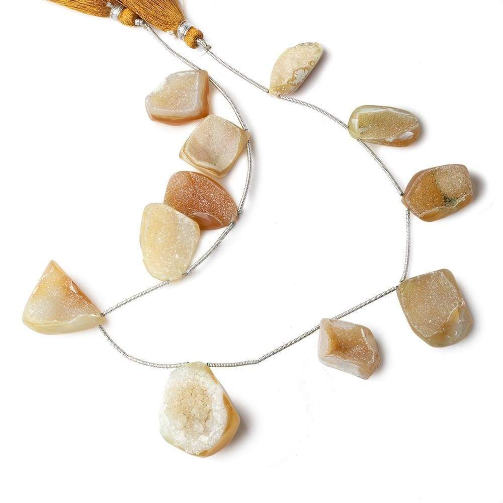 21x12-28x23mm Sandy Blonde Agate Drusy Freeform Beads 11 pieces - Beadsofcambay.com