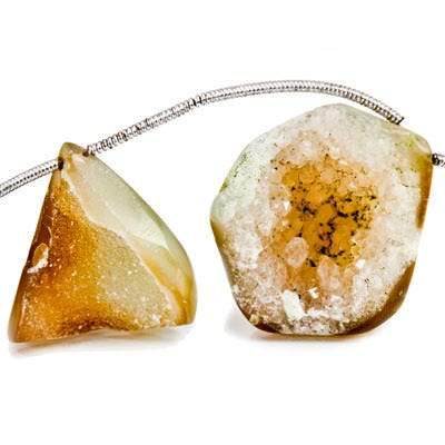 21x12-28x23mm Sandy Blonde Agate Drusy Freeform Beads 11 pieces - Beadsofcambay.com